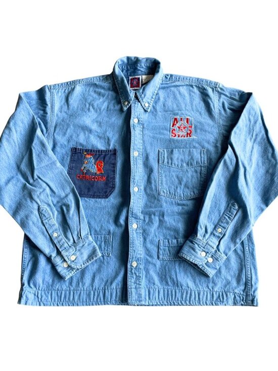 All Star Official Cafe Other - Vintage Rare All Star Official Cafe Capricorn Denim Button Down Shirt - Sz LG